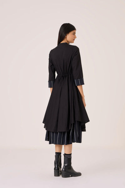 Hulas Black Handwoven Layered Dress