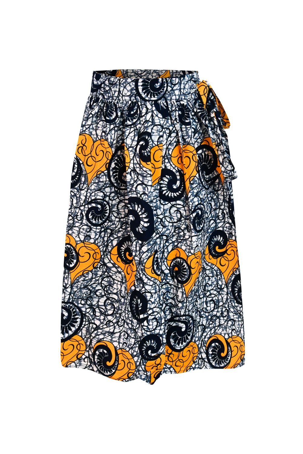 Imani Wrap Skirt -  Grey/Yellow Print |TROPICANA