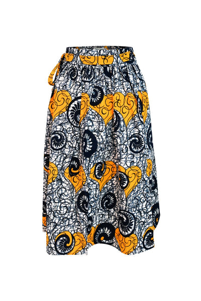 Imani Wrap Skirt -  Grey/Yellow Print |TROPICANA