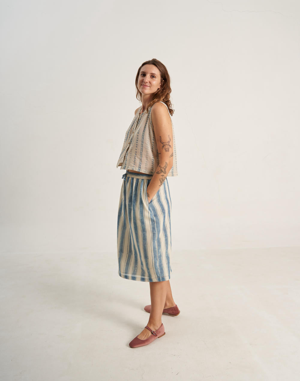 Indigo Bliss Stripe Skirt