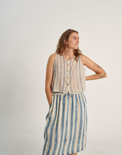 Indigo Bliss Stripe Skirt