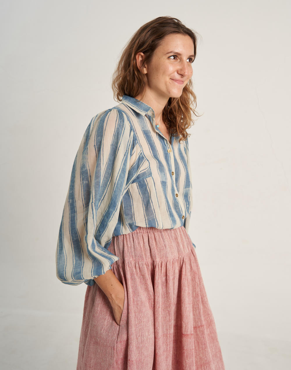Indigo Striped Oversized Shirt