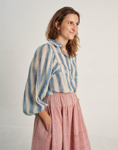 Indigo Striped Oversized Shirt