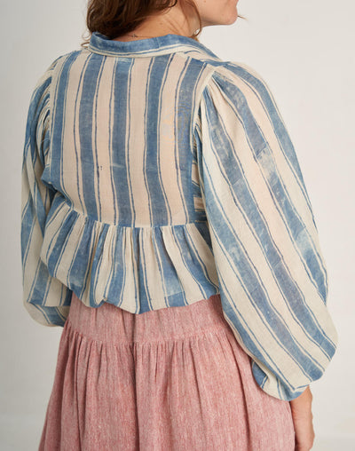 Indigo Striped Oversized Shirt
