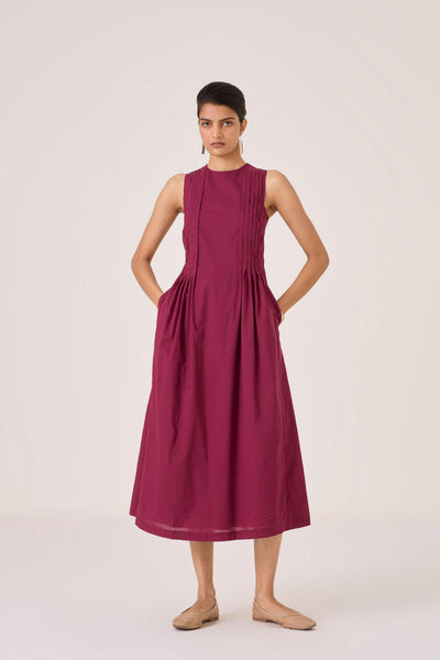 Indika Burgundy Pleated Dress