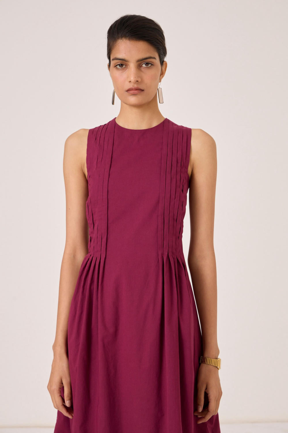 Indika Burgundy Pleated Dress