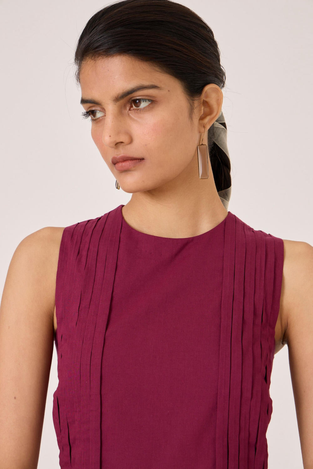 Indika Burgundy Pleated Dress