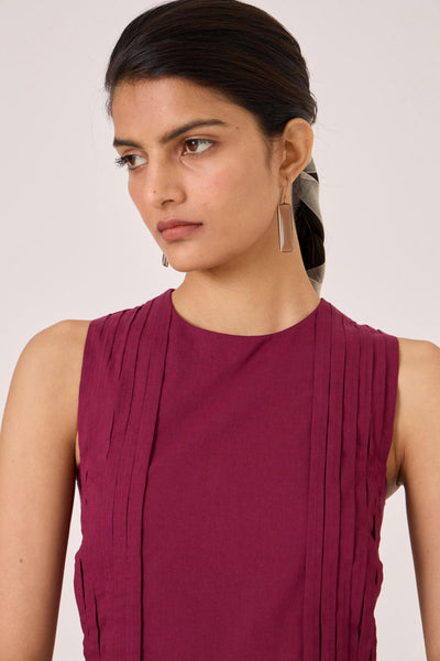 Indika Burgundy Pleated Dress