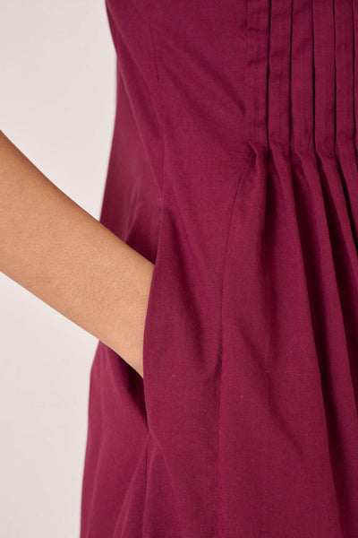 Indika Burgundy Pleated Dress