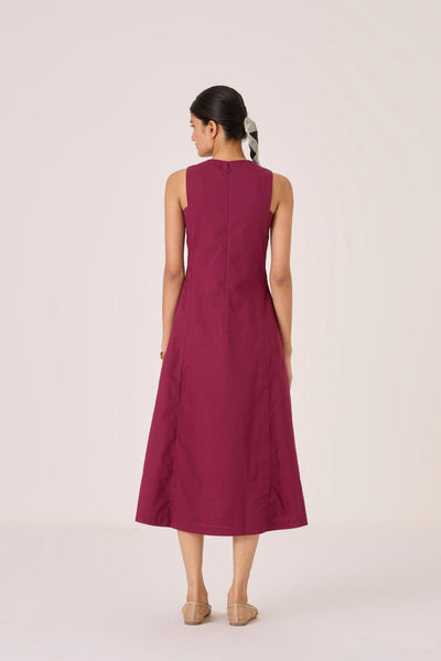 Indika Burgundy Pleated Dress