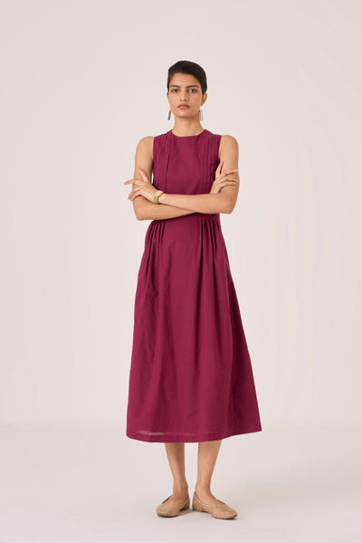 Indika Burgundy Pleated Dress
