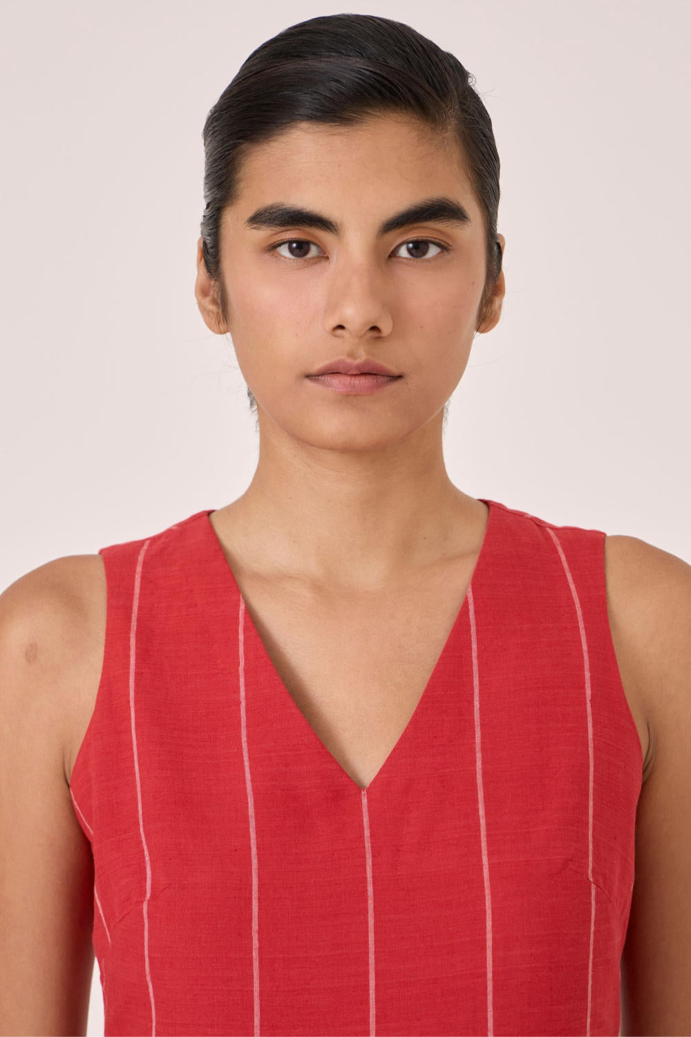 Ishara Handwoven Red Striped Dress