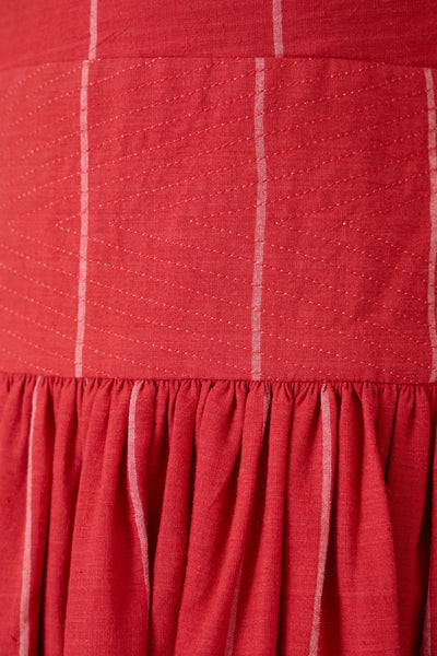 Ishara Handwoven Red Striped Dress