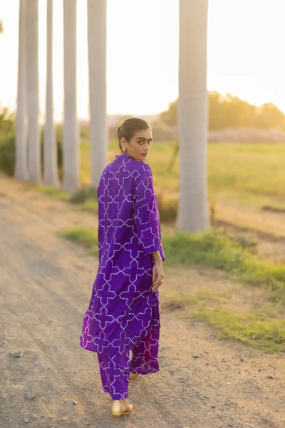 JAALI KURTA SET-PURPLE