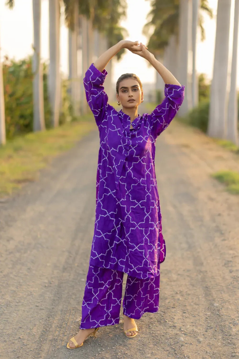 JAALI KURTA SET-PURPLE