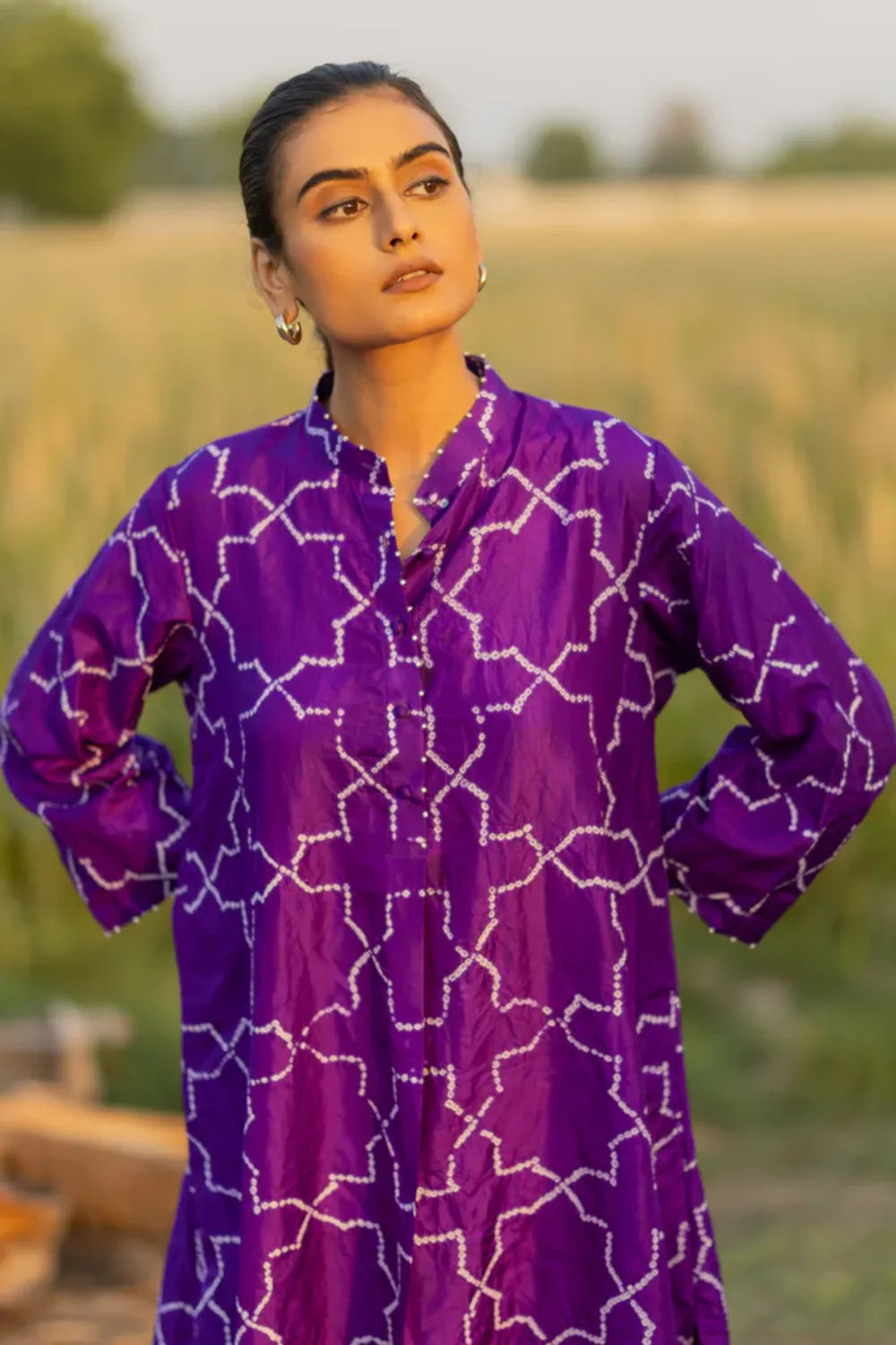 JAALI KURTA SET-PURPLE