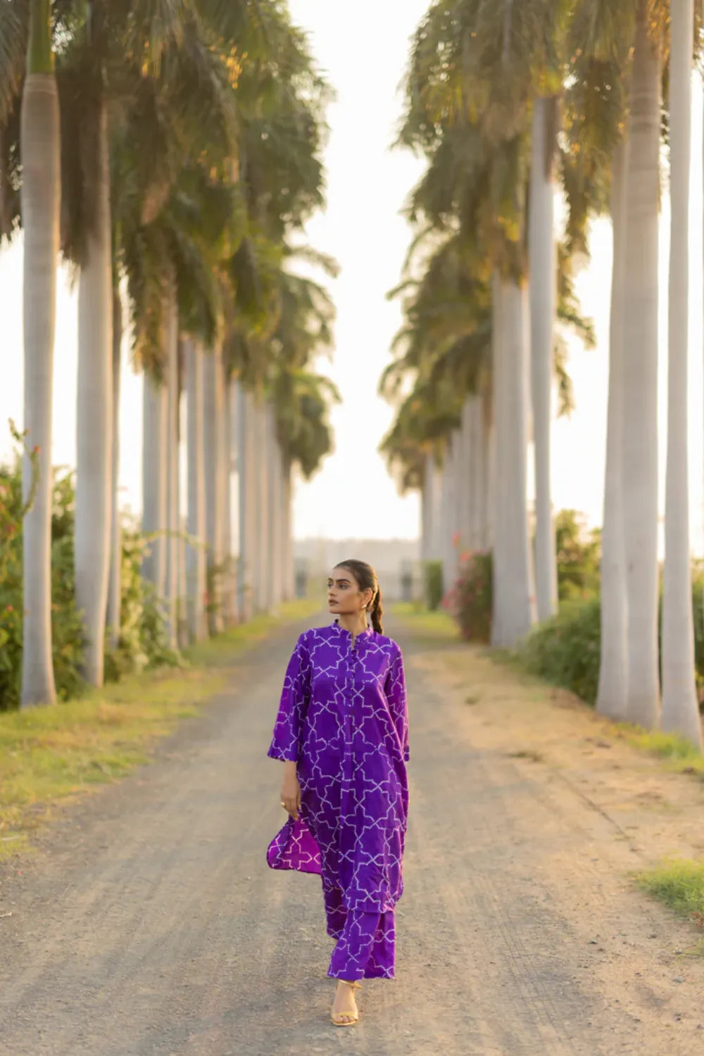 JAALI KURTA SET-PURPLE