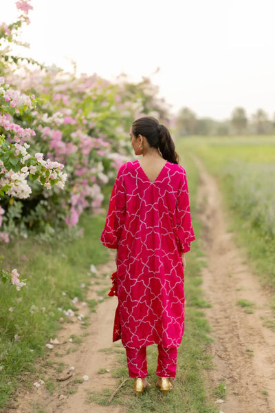 JAALI V2 KURTA SET-PINK