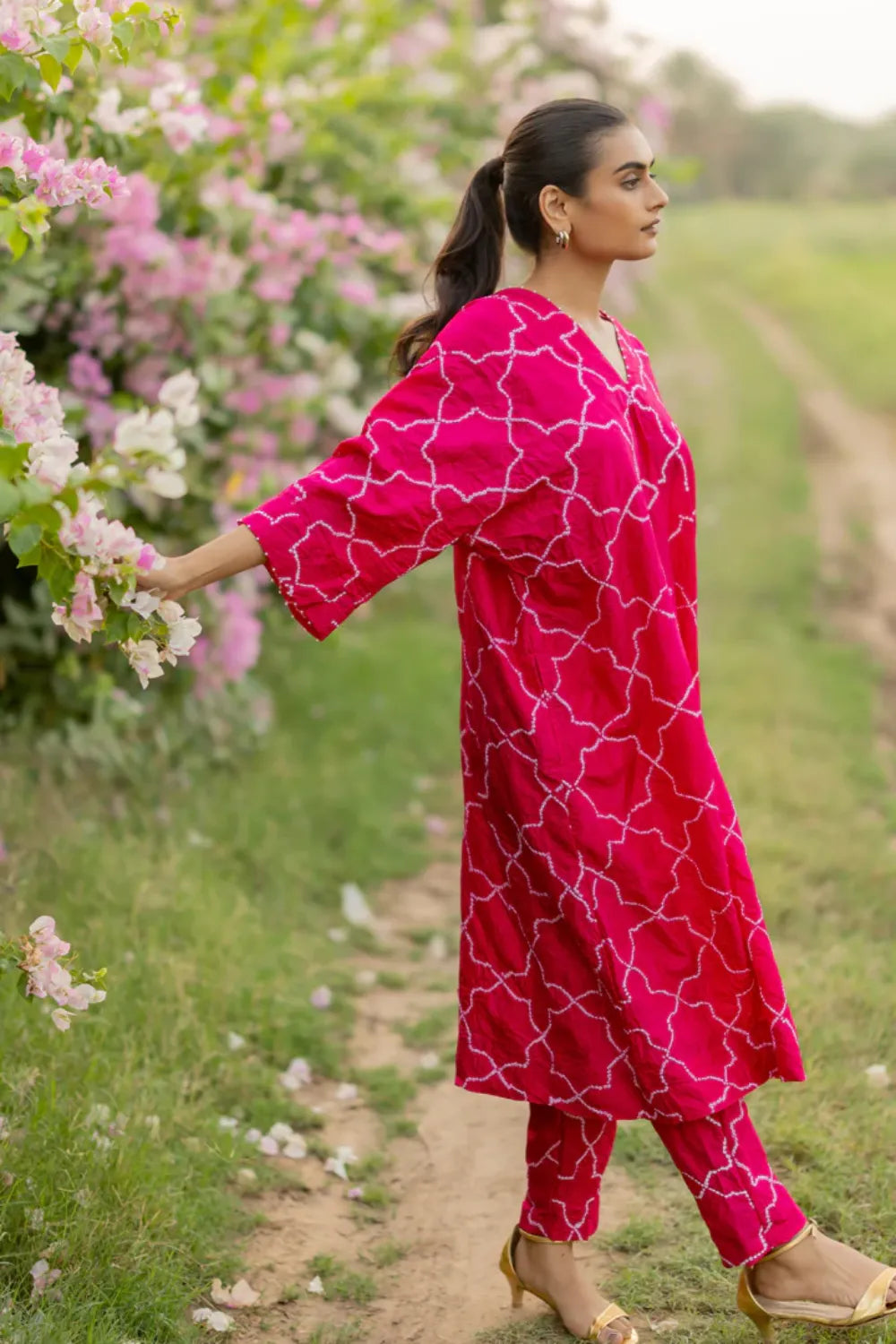 JAALI V2 KURTA SET-PINK