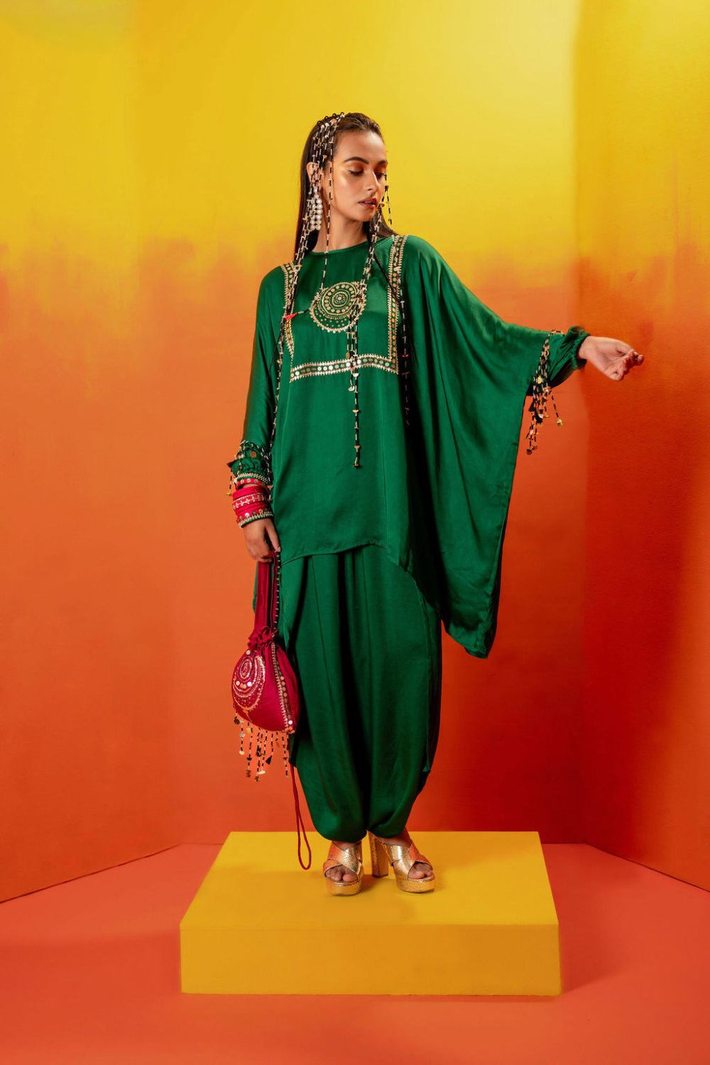 Vani Green Anti Fit Tunic with Skirt