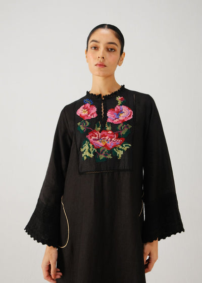 Jolene dress-Black Rose Embroidery