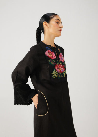 Jolene dress-Black Rose Embroidery
