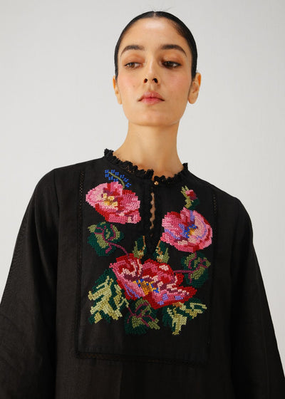 Jolene dress-Black Rose Embroidery
