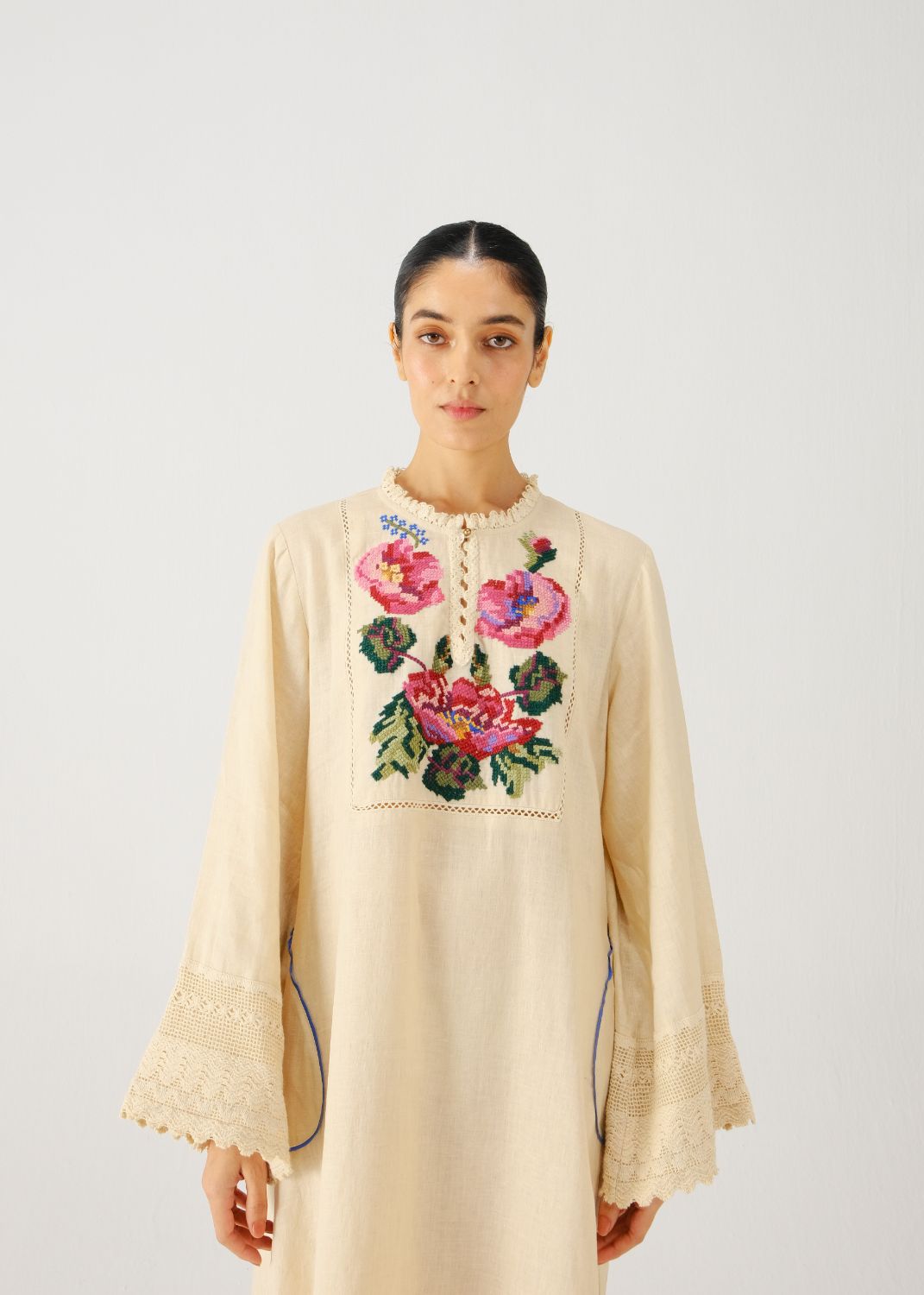 Jolene dress-Ivory Rose Embroidery