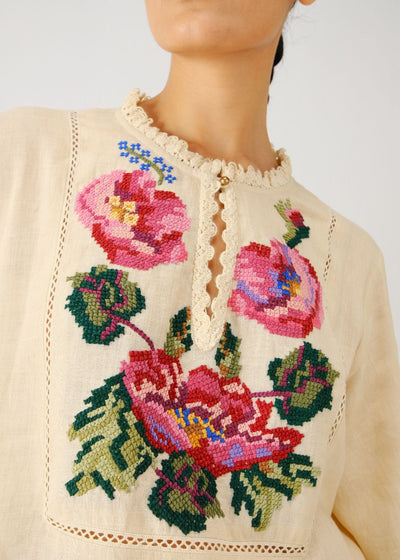 Jolene dress-Ivory Rose Embroidery
