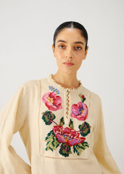 Jolene dress-Ivory Rose Embroidery