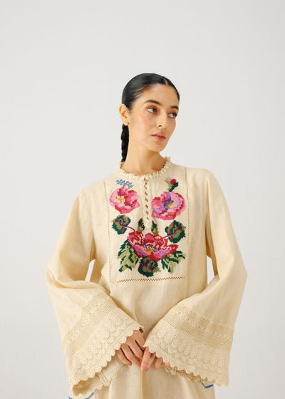 Jolene dress-Ivory Rose Embroidery