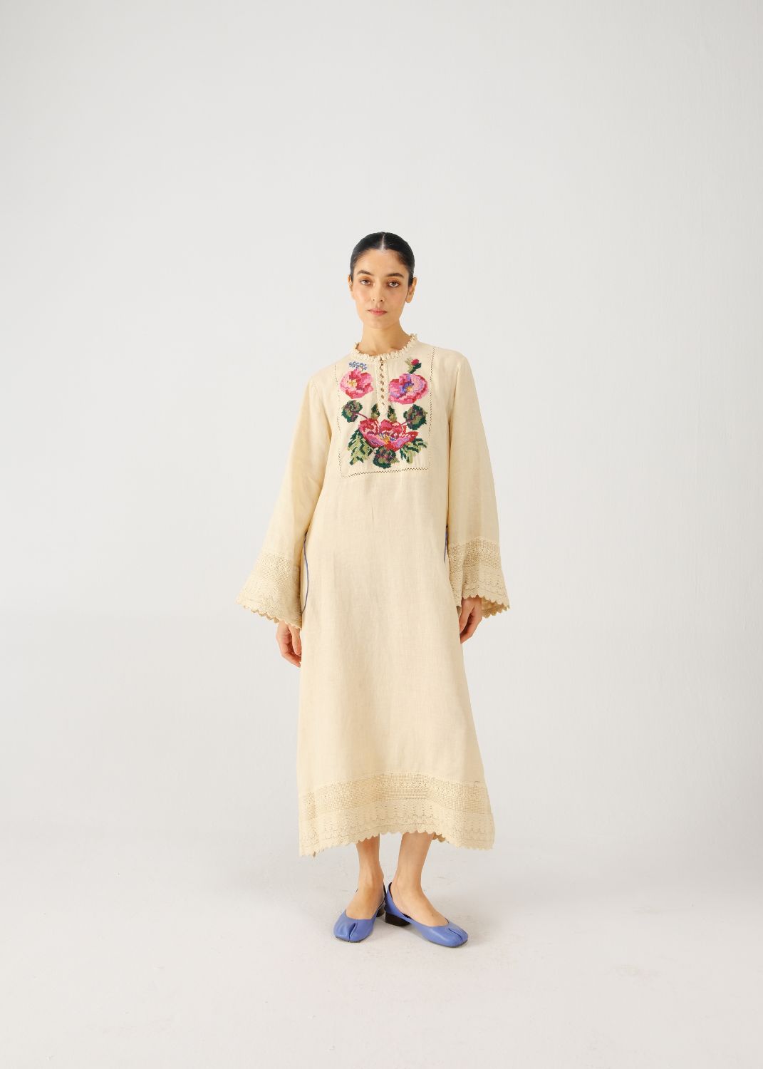 Jolene dress-Ivory Rose Embroidery