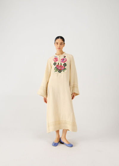 Jolene dress-Ivory Rose Embroidery