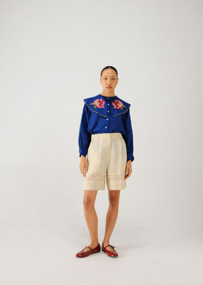 Julia top-Blue rose emb.