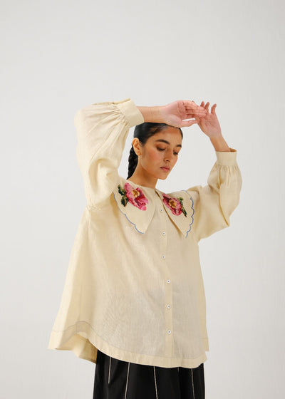 Julia top-Ivory rose emb.