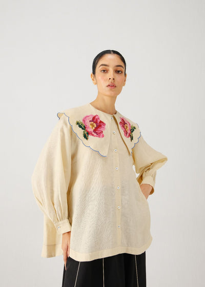Julia top-Ivory rose emb.