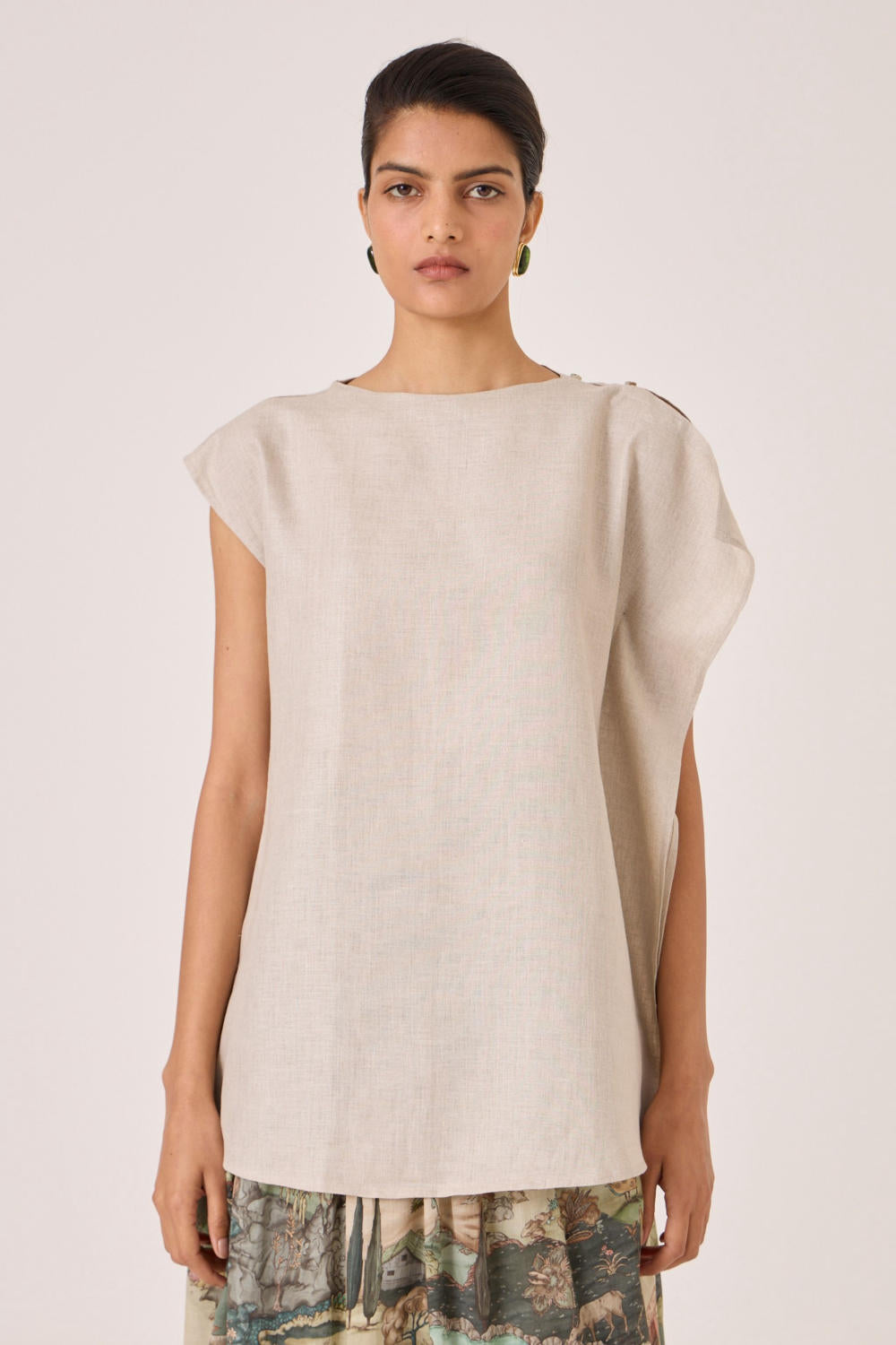Janith Beige Linen Top