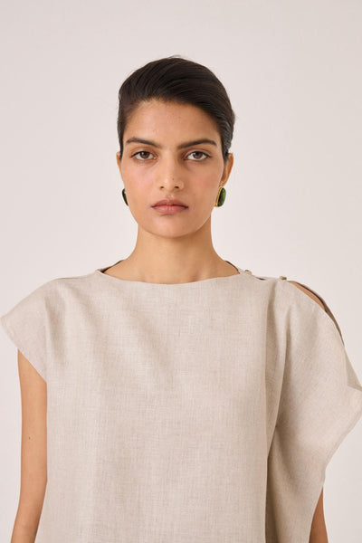 Janith Beige Linen Top