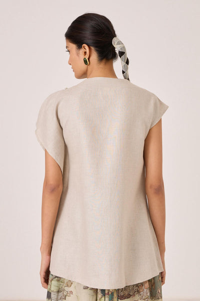 Janith Beige Linen Top
