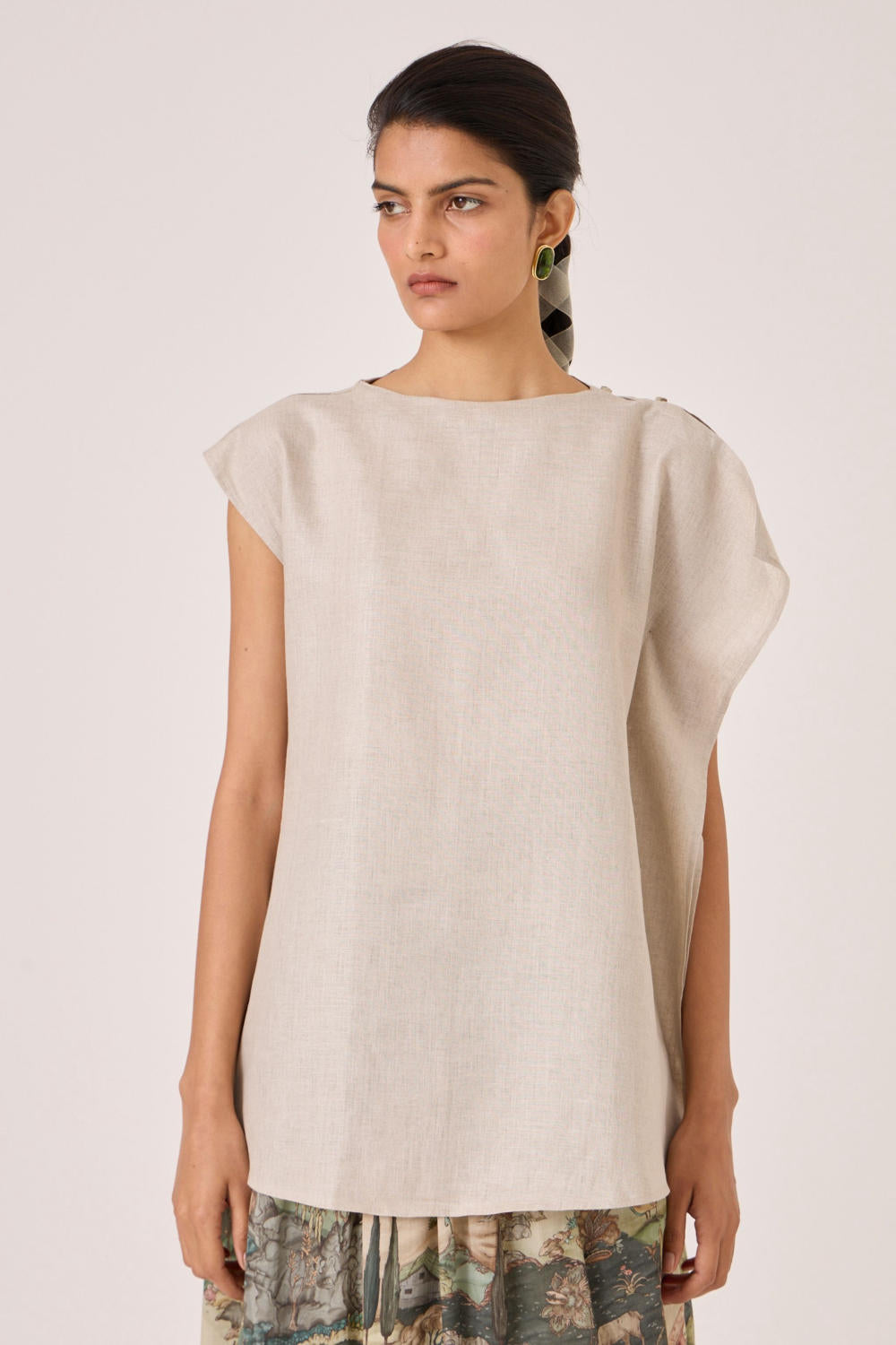 Janith Beige Linen Top