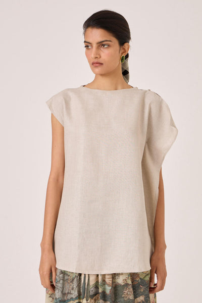 Janith Beige Linen Top
