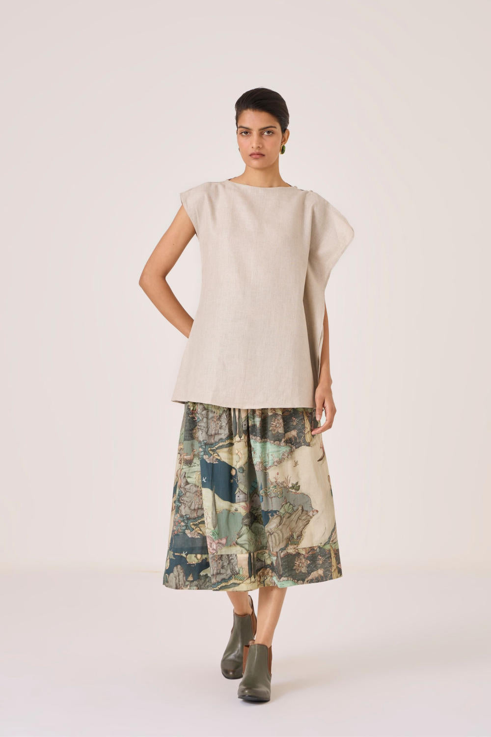 Janith Beige Linen Top