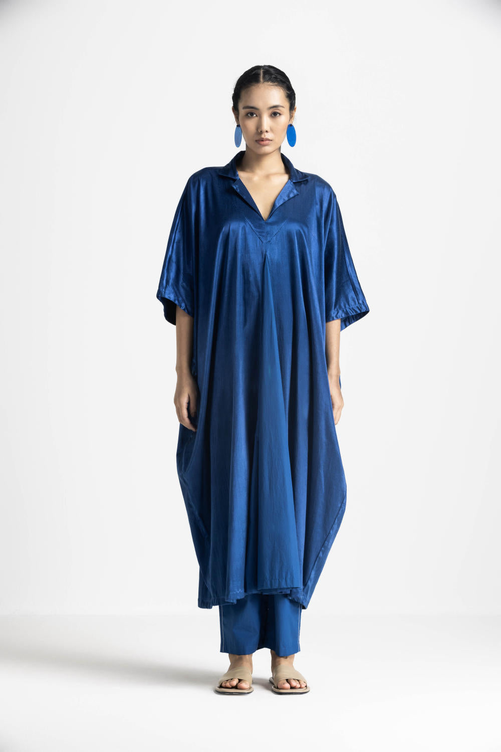 V NECK KAFTAN CO ORD - ELECTRIC BLUE