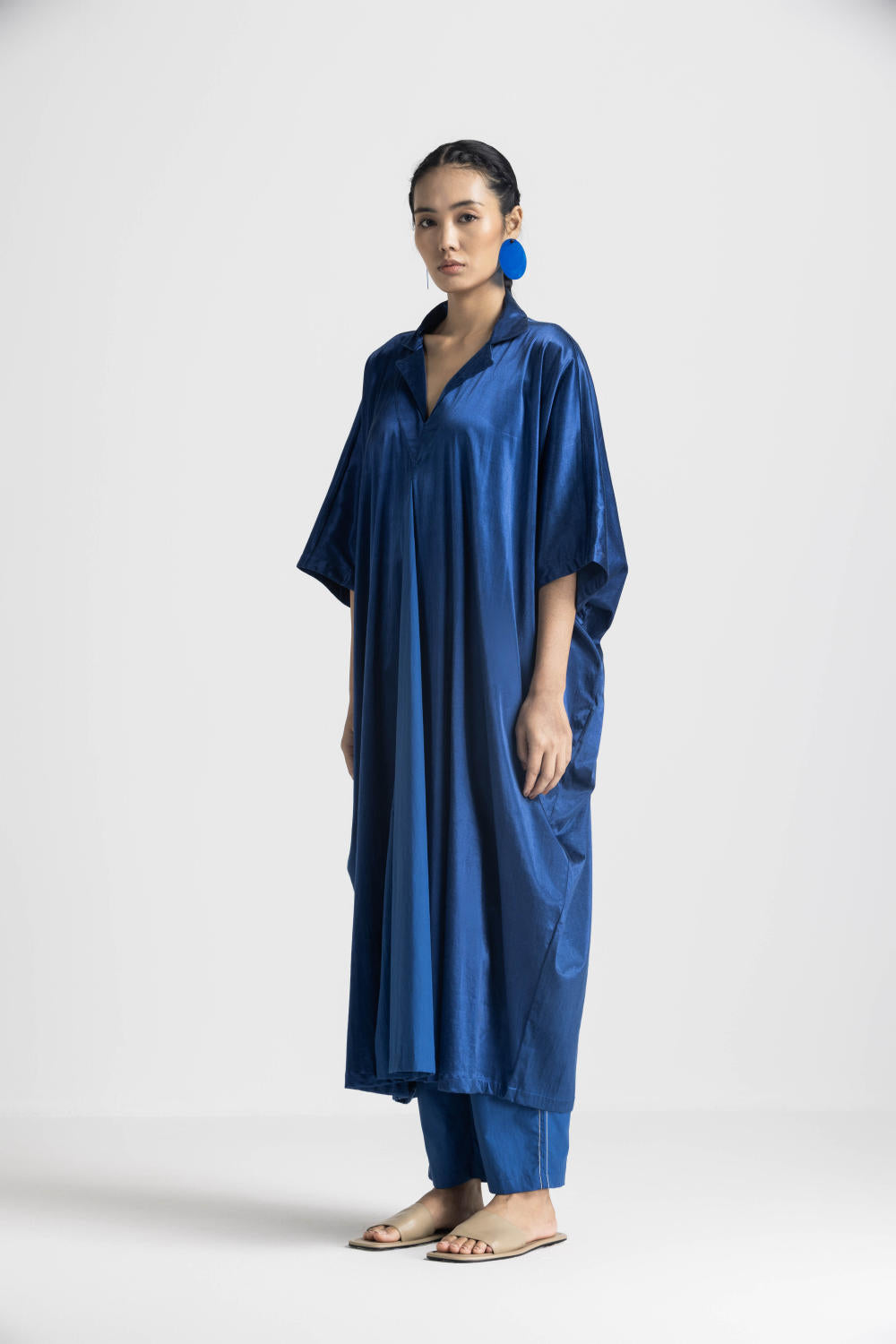 V NECK KAFTAN CO ORD - ELECTRIC BLUE