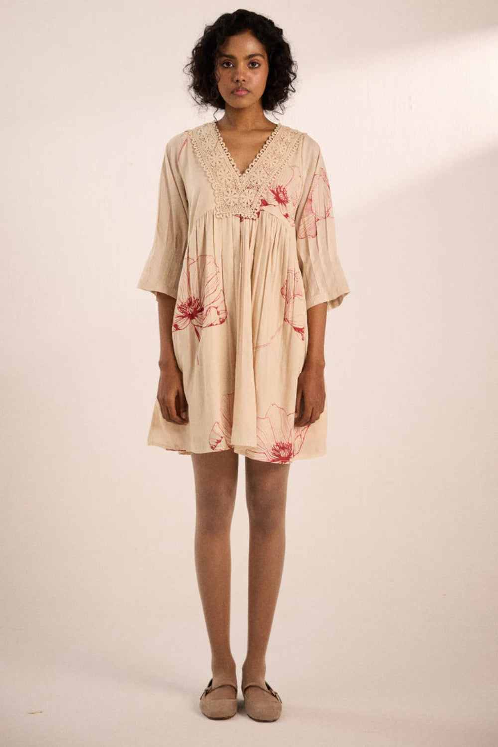 Oatmeal poppy dress