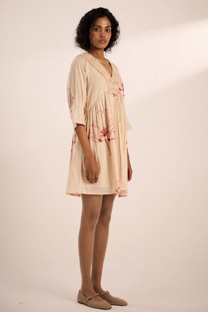 Oatmeal poppy dress