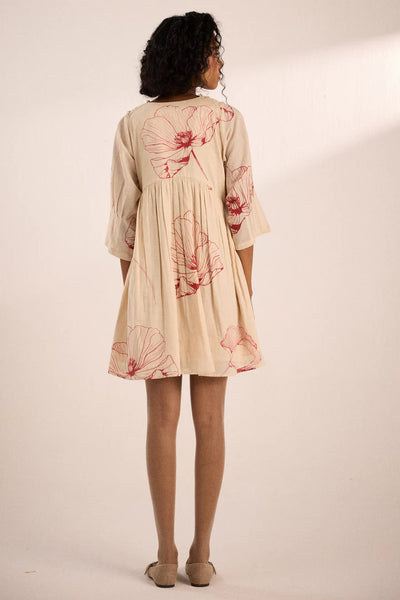 Oatmeal poppy dress