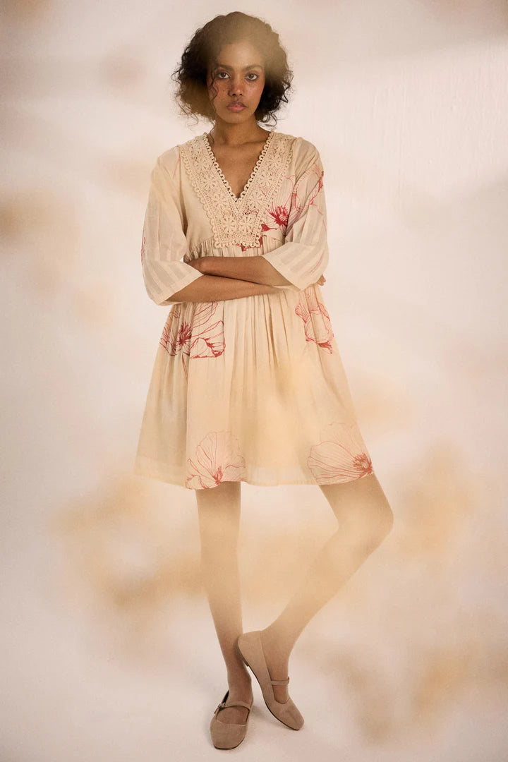 Oatmeal poppy dress