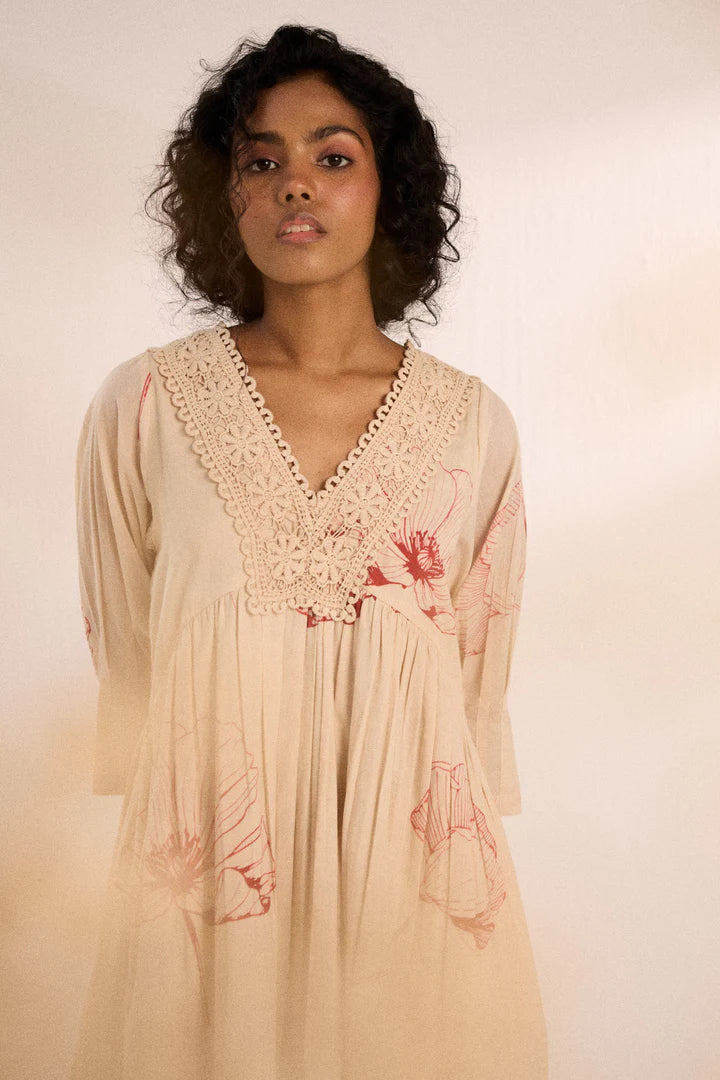 Oatmeal poppy dress