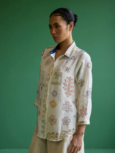 Tansa Hand-Embroidered Co-ord Set - Ivory